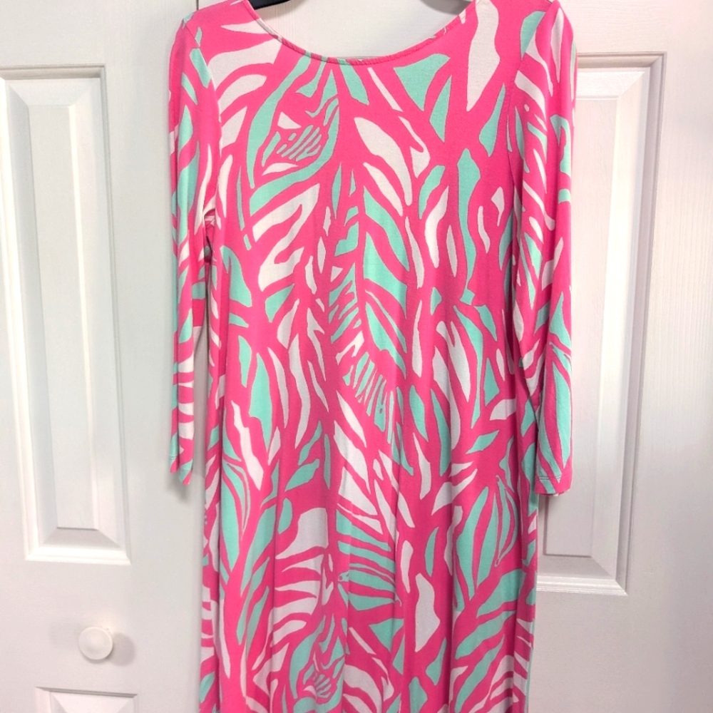 Pink and Green Patterned Women's Dress